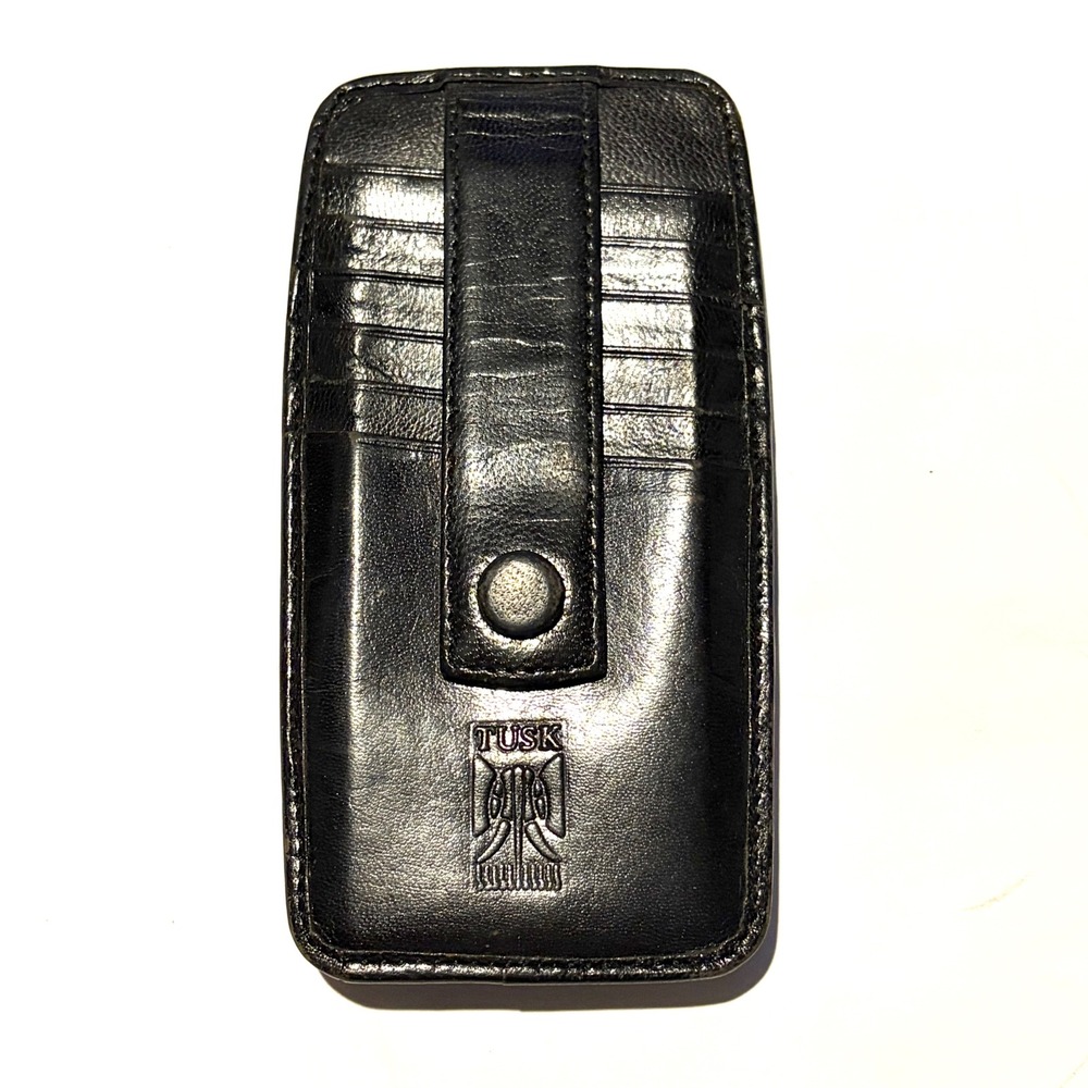 Tusk Card Case Wallet Minimalist Black Leather Utility Grunge